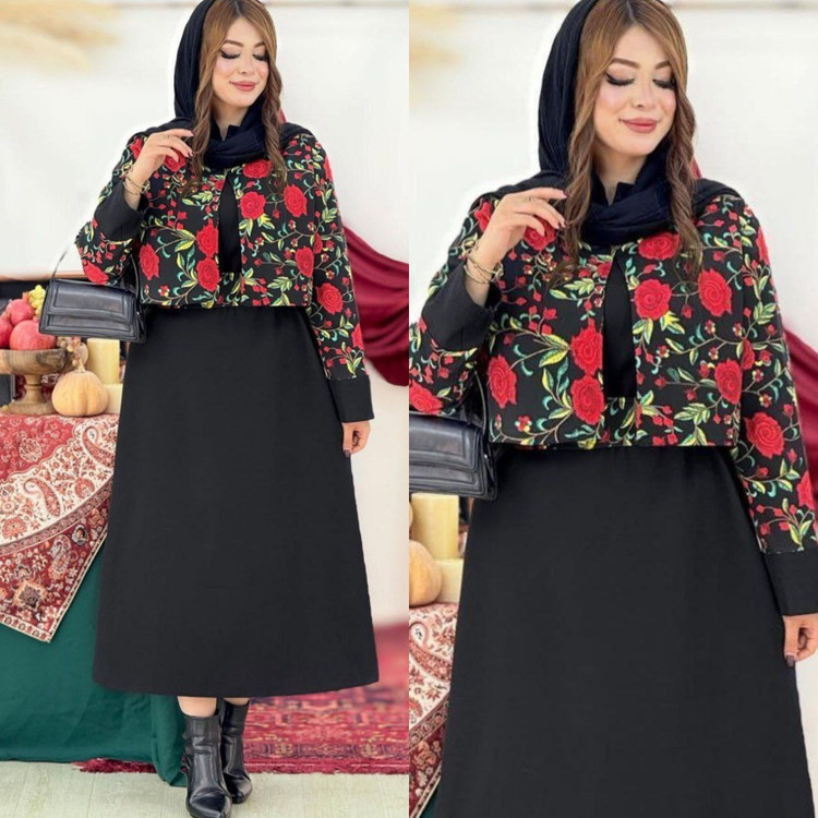 سه تیکه کت سارافون و کمربند یلدایی باغ بهشت