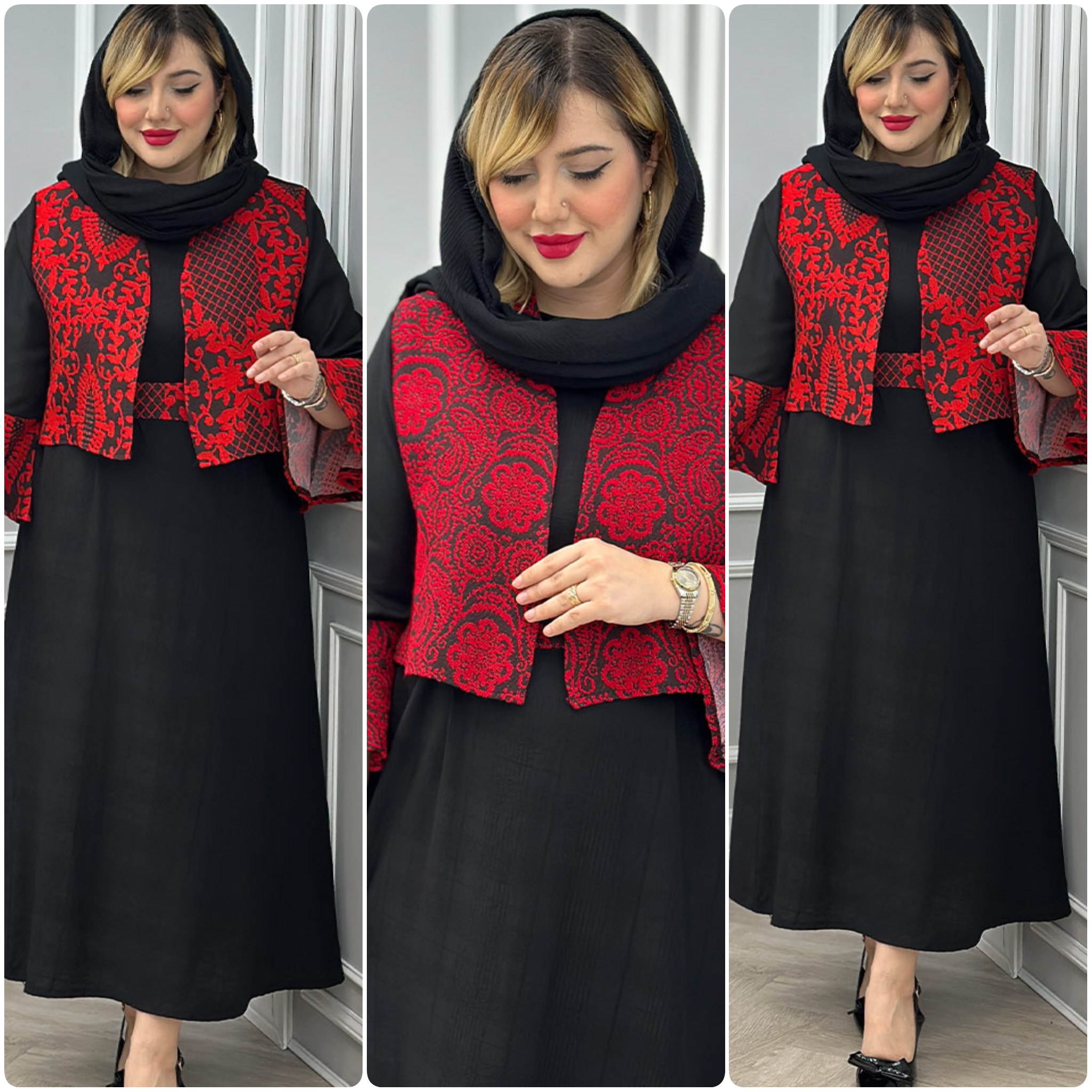 سه تیکه کت سارافونو کمربند یلدایی